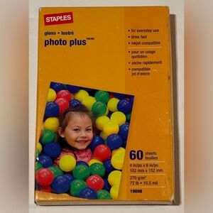 Staple Gloss Photo Plus Paper, 60 Sheets, 4 x 6